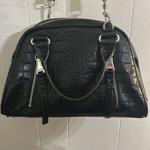 Black Leather Purse Snakeskin Aimee Kestenberg Croco Satchel Luxury Designer Bag